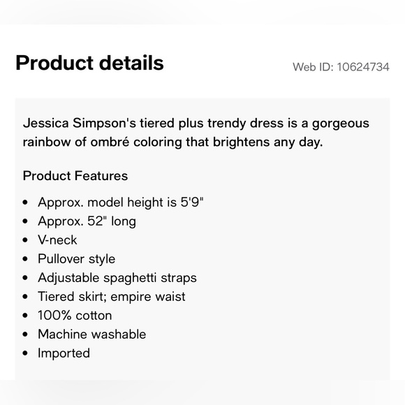 Jessica Simpson Rainbow Herbs 100% Cotton Lined Sundress NWT Size XL - Picture 9 of 13